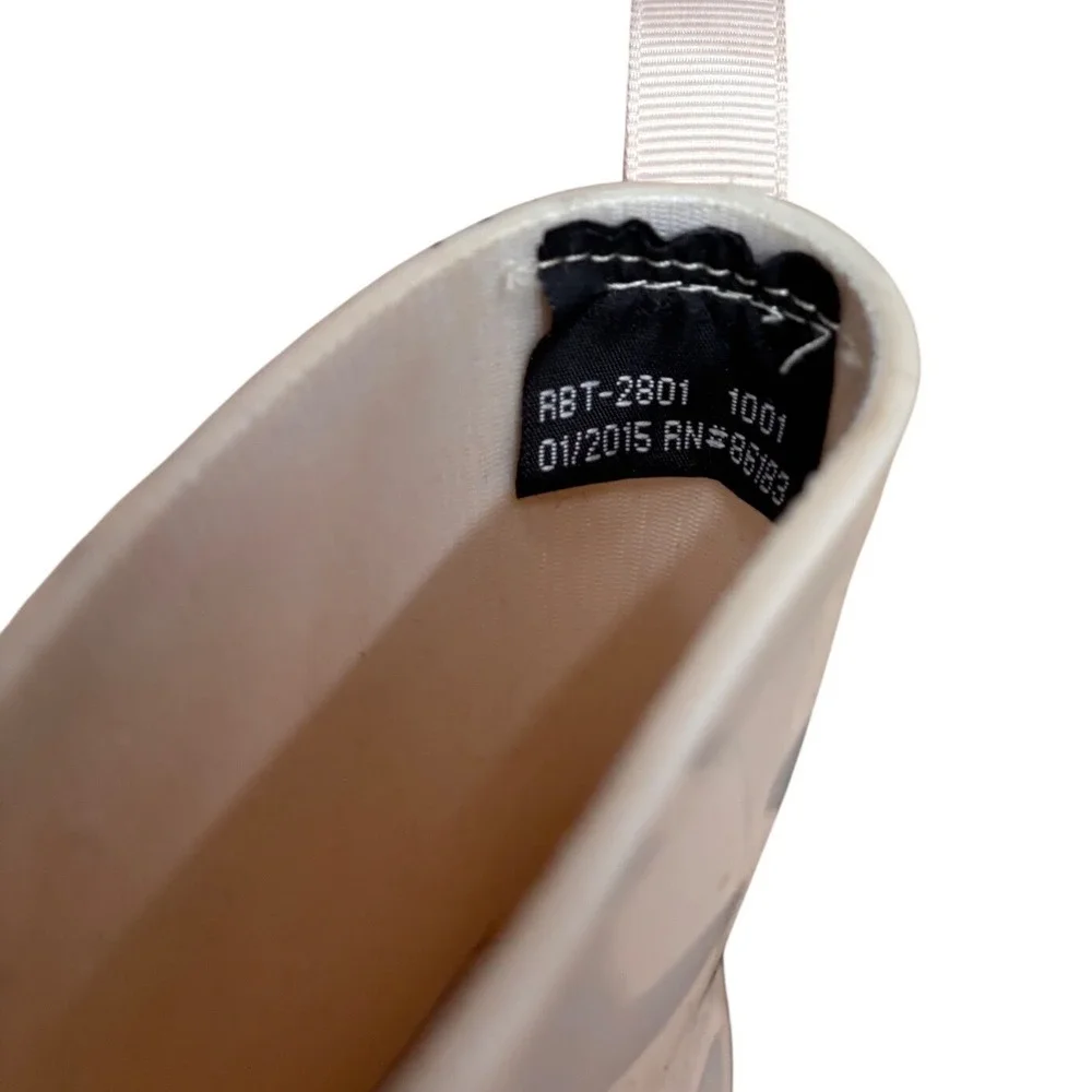 Capelli‎ New York Girls Beige Bow Ankle Rain Boots Glossy Rubber Size 5-6.5